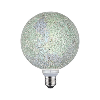 Light bulb with green and silver mosaic glass for decorative lighting and LED lamps