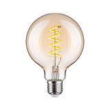 LED-lamp met spiraalvormige gloeidraad in warm amberkleurig glas voor sfeerverlichting