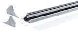 Gray aluminum profile with white cover and gray end caps for LED strip installation