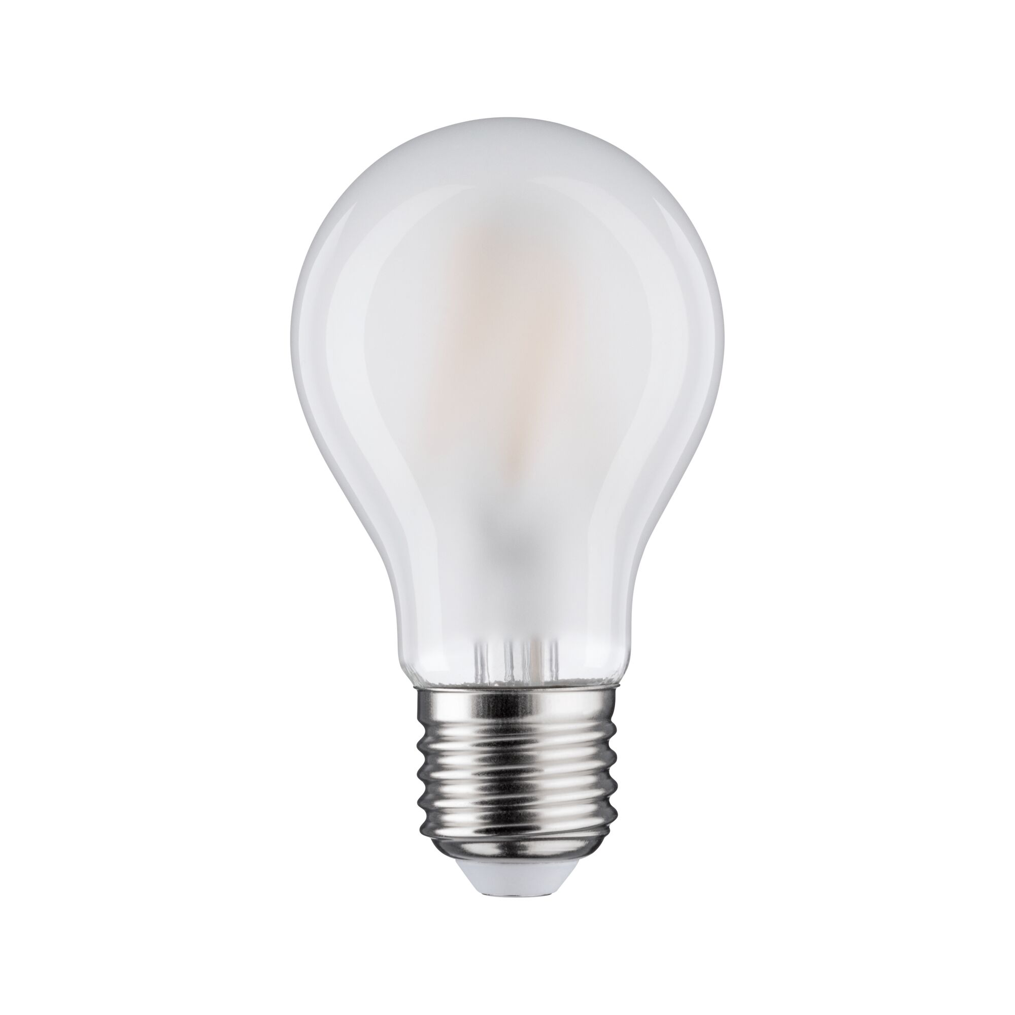 Klassische matte Glühbirne mit E27-Fassung aus Glas und Metall für energiesparende Beleuchtung