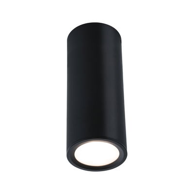 Black cylindrical metal ceiling light with warm white LED for modern indoor lighting