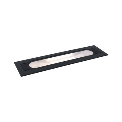 Black metal recessed light with elongated glass window for modern indoor lighting