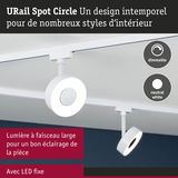 Spot LED URail Spot Circle blanc avec large faisceau lumineux et lumière blanche neutre dimmable