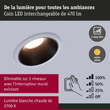 Spot LED encastré blanc avec lumière blanc chaud et gradation en 3 niveaux pour ambiance