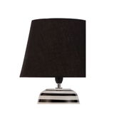 Lampe de table moderne avec abat-jour en tissu noir et pied en céramique rayé noir et blanc pour intérieur élégant
