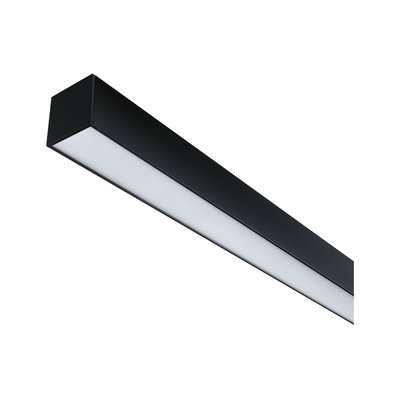 Black LED ceiling light with white plastic diffuser for modern indoor lighting solutions