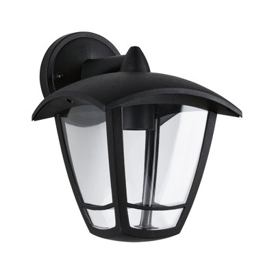 Zwarte buitenwandlamp van metaal met helder glas en klassiek ontwerp voor tuinverlichting
