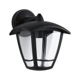 Schwarze Außenwandleuchte aus Metall mit klarem Glas und klassischem Design für Gartenbeleuchtung