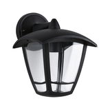 Schwarze Außenwandleuchte aus Metall mit klarem Glas und klassischem Design für Gartenbeleuchtung