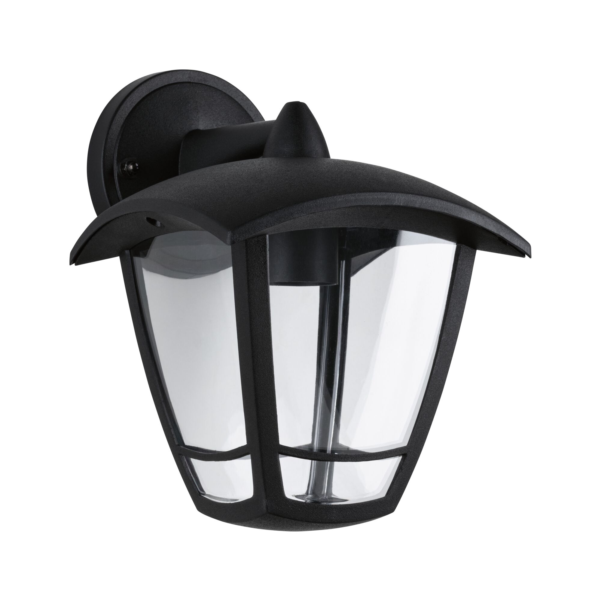 Schwarze Außenwandleuchte aus Metall mit klarem Glas und klassischem Design für Gartenbeleuchtung