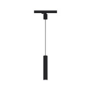 Black metal LED pendant light with cylindrical design for modern interior lighting solutions