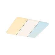 Three-colour LED ceiling light in pastel yellow, white and light blue with modern design