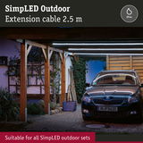 SimLED Outdoor 2.5 m extension cable for weatherproof LED lighting in carports and gardens