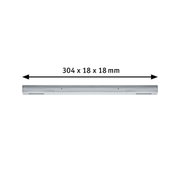 Silver metal LED light bar measuring 304 x 18 x 18 mm for modern lighting solutions