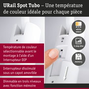 Spot URail Tubo blanc avec température de couleur réglable et interrupteur DIP pour éclairage LED dimmable