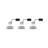Three white LED recessed spotlights with black wiring for modern indoor lighting solutions