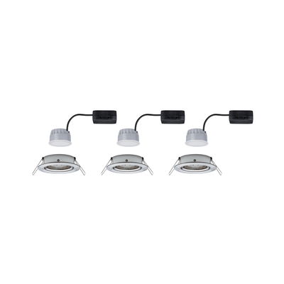 Three white LED recessed spotlights with black wiring for modern indoor lighting solutions