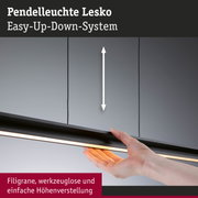 Pendelleuchte Lesko in Schwarz mit Easy-Up-Down-System und stufenloser Höhenverstellung