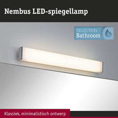 Nembus LED-spiegellamp in wit met klassiek minimalistisch ontwerp voor badkamerverlichting