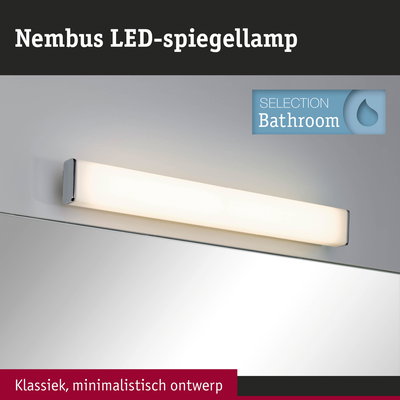 Nembus LED-spiegellamp in wit met klassiek minimalistisch ontwerp voor badkamerverlichting
