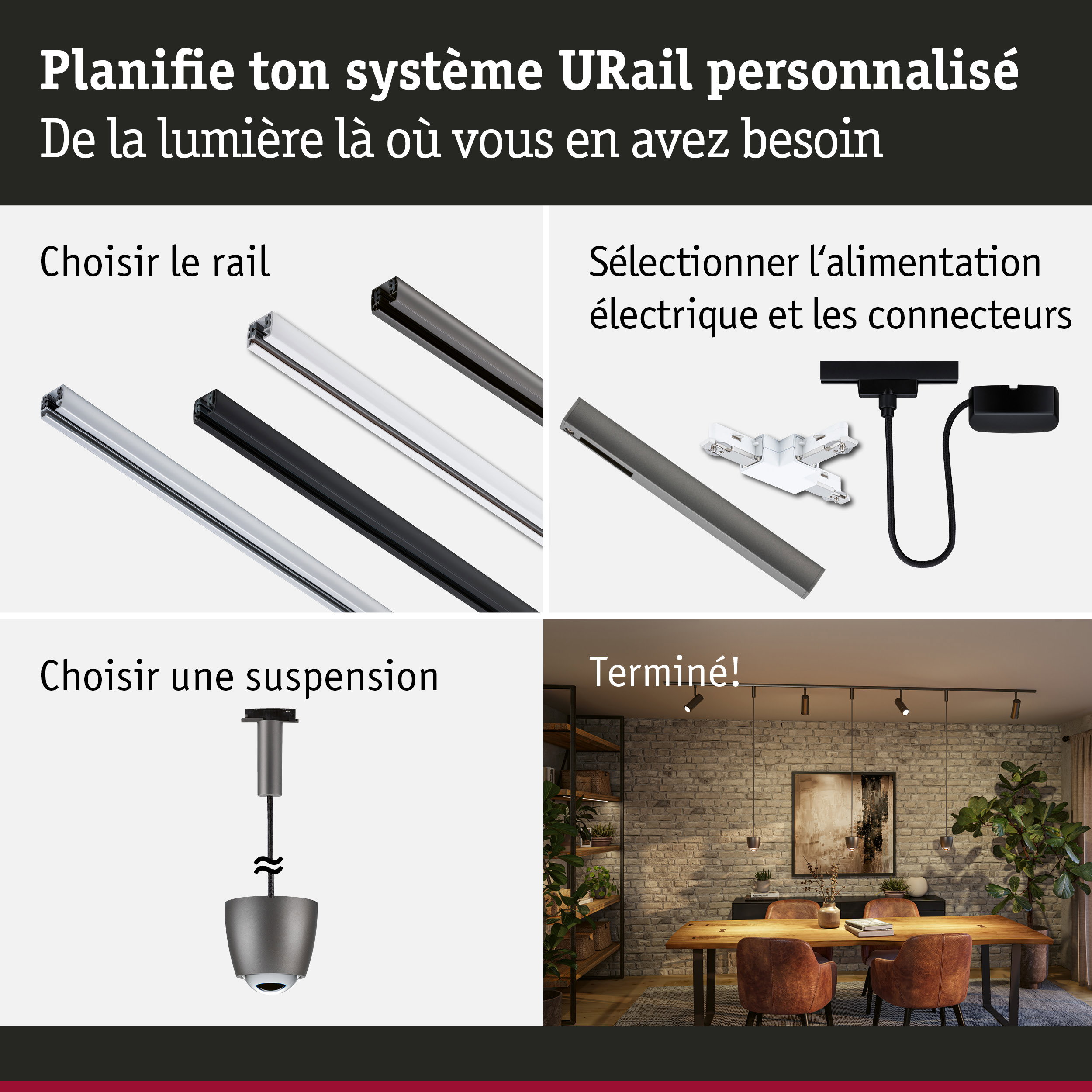 URail Suspension Smart Home Zigbee 3.0 Tyros RGBW 200lm 4,5W RGBW+ gradable 230V Titanium