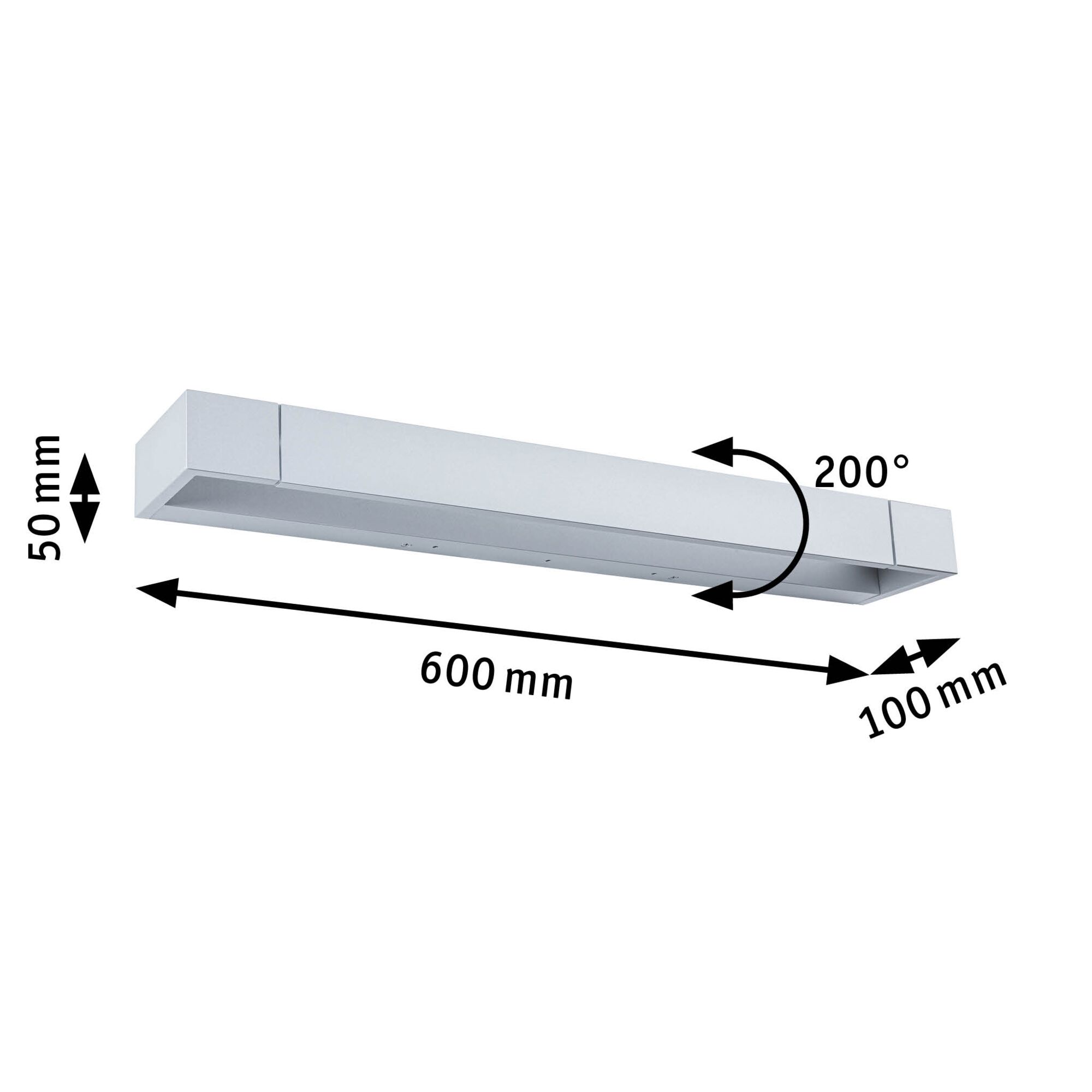 Moderner weißer Aluminium-Wandleuchter 600 mm lang mit 200° Schwenkfunktion für flexible Beleuchtung
