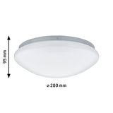 Ronde plafondlamp van wit glas, 280 mm diameter en 95 mm hoogte, geschikt voor woonruimtes