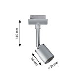 Silver metal LED spotlight 110 mm high and 35 mm diameter for adjustable lighting solutions