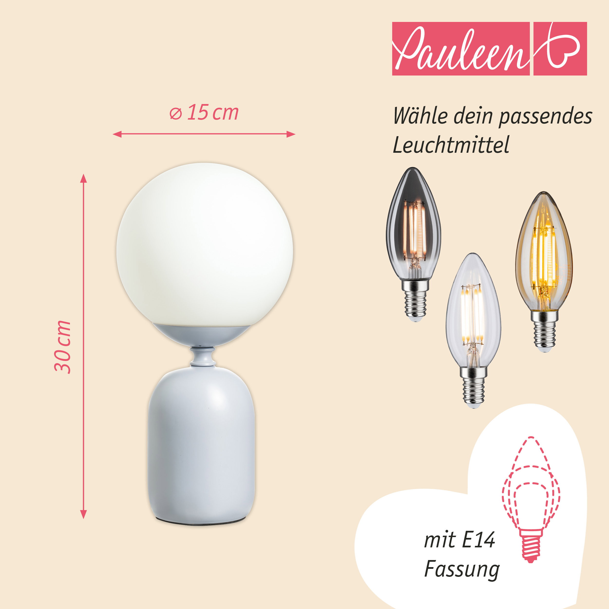 Paulmann Pauleen Tischleuchte Glowing Charm E14 max. 20W Steingrau/Weiß