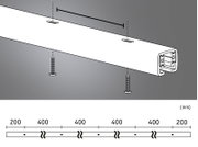 Dessin technique d'un profilé en aluminium blanc avec vis et mesures en millimètres