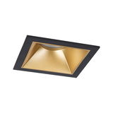 Square recessed spotlight in black metal with gold reflector for modern LED lighting solutions