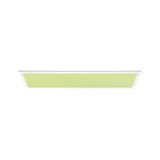 Flaches LED-Deckenpanel in Weiß mit grünem Lichtfeld für moderne Raumbeleuchtung