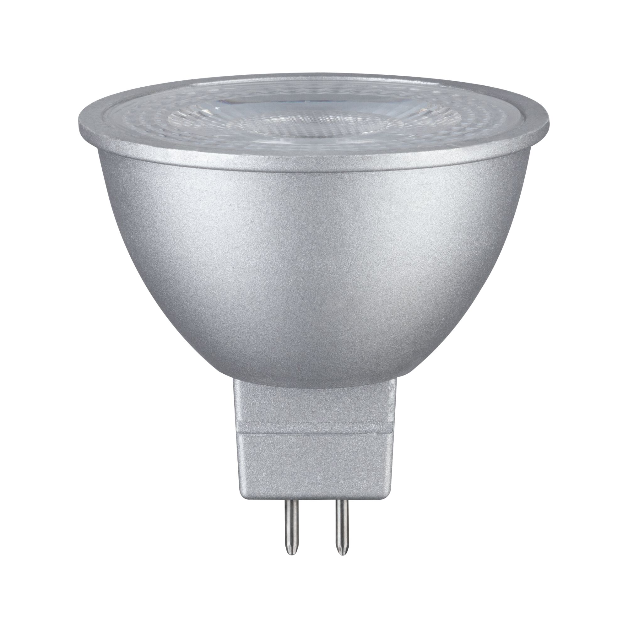 Silver LED reflector lamp with GU5.3 base made of aluminum for energy-saving lighting