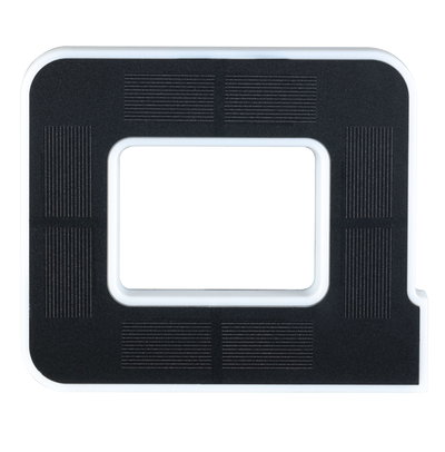 Black rectangular LED recessed light with white plastic frame for modern lighting solutions