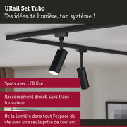 Système de rails LED URail Set Tubo noir avec spots fixes pour éclairage intérieur moderne
