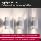 Applique Tharin en métal argenté avec cônes lumineux réglables et lumière blanche chaude