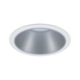 Rundes LED-Einbaustrahler mit weißem Rahmen und silbernem Reflektor für moderne Innenbeleuchtung