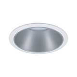 Round LED recessed spotlight with white frame and silver reflector for modern indoor lighting