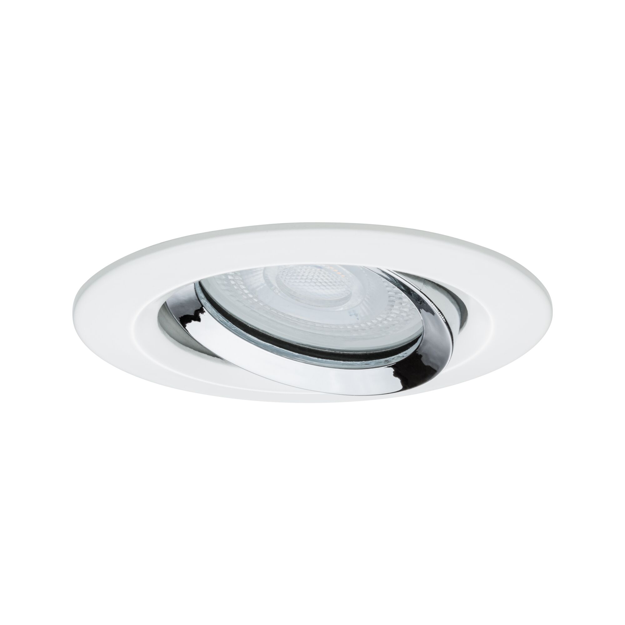 Spot encastré Nova Plus orientable IP65 rond 93mm 30° GU5,3 / GU10 max. 35W 230/12V gradable Blanc dépoli/Chrome