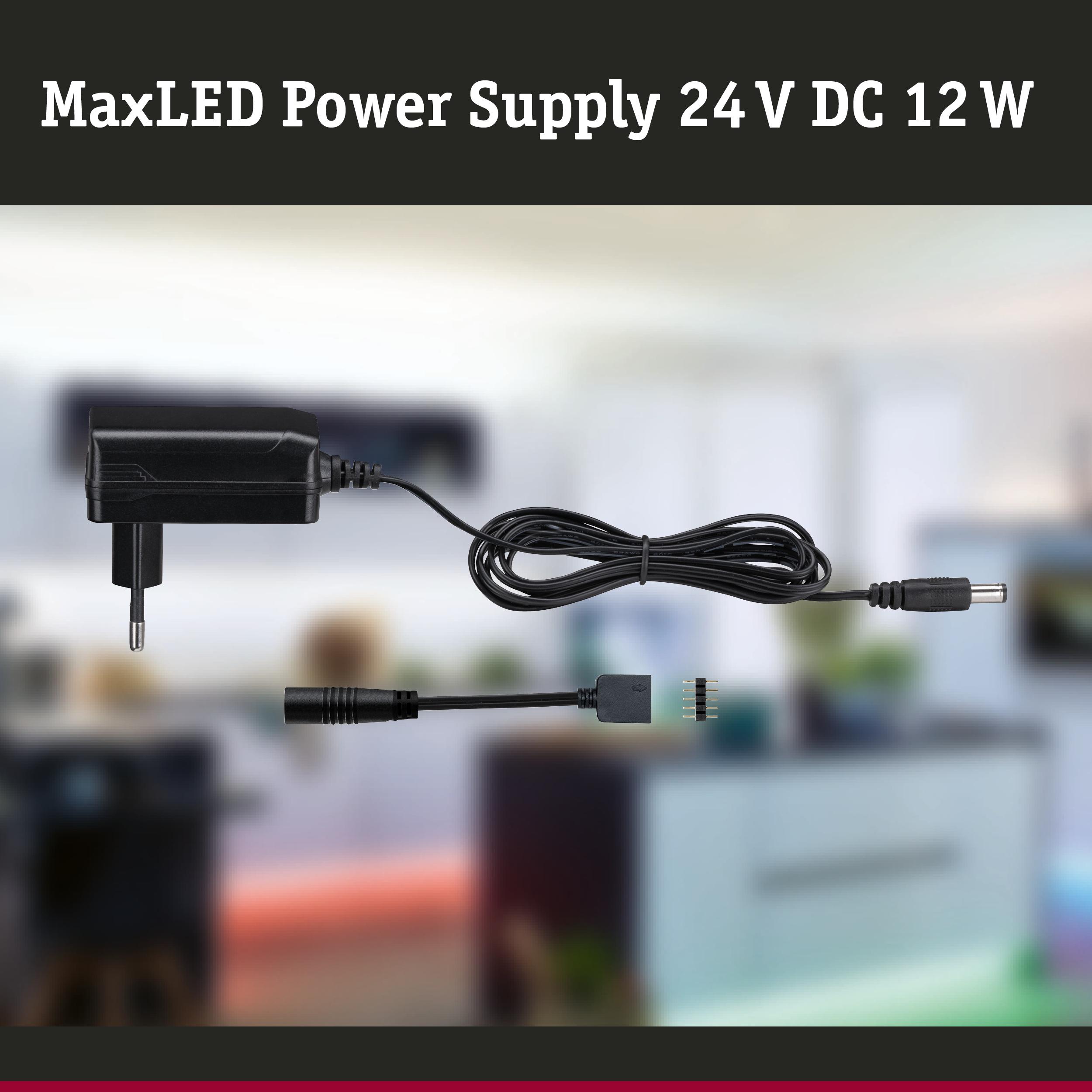 MaxLED 24V DC 12W black power supply with cable and connector for LED lighting systems