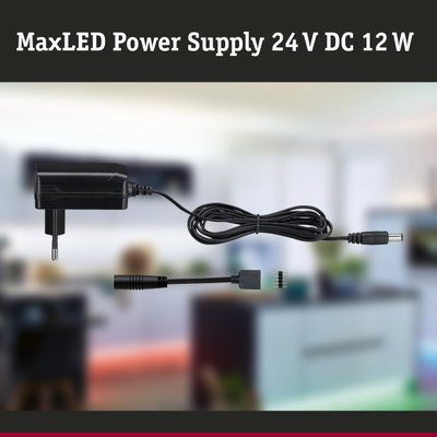 MaxLED 24 V DC 12 W black power supply with cable for LED lighting systems