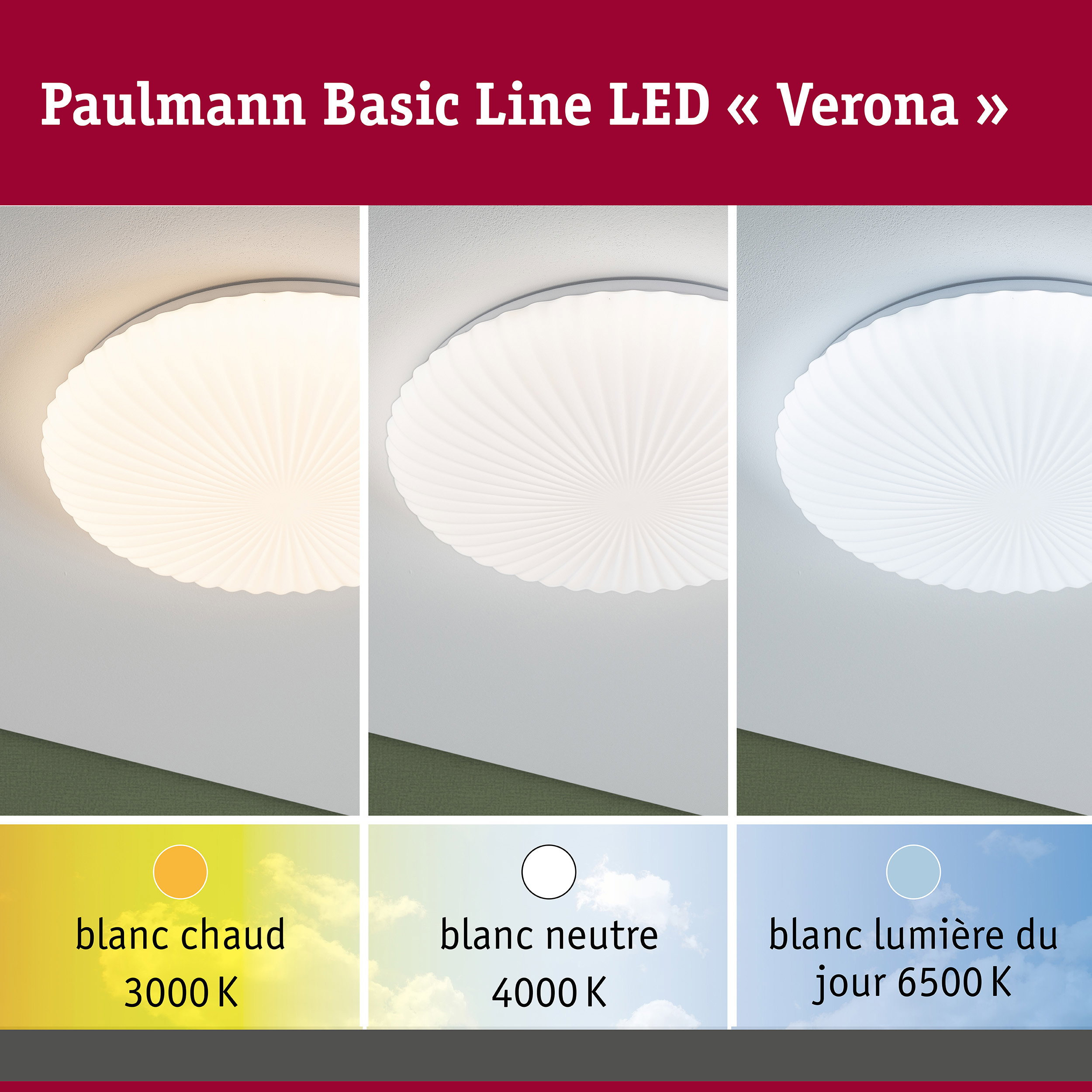 Plafonnier LED Verona White Select 375mm 230V 21,2W Blanc