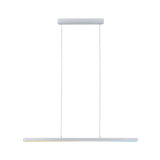 Minimalistische weiße LED-Pendelleuchte aus Metall mit schlankem Design für moderne Innenräume.