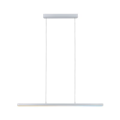 Minimalistische weiße LED-Pendelleuchte aus Metall mit schlankem Design für moderne Innenräume.