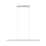 Minimalistische weiße LED-Pendelleuchte aus Metall mit schlankem Design für moderne Innenräume.