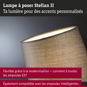 Lampe à poser Stellan II avec abat-jour en tissu gris, compatible ampoules E27 et intelligentes