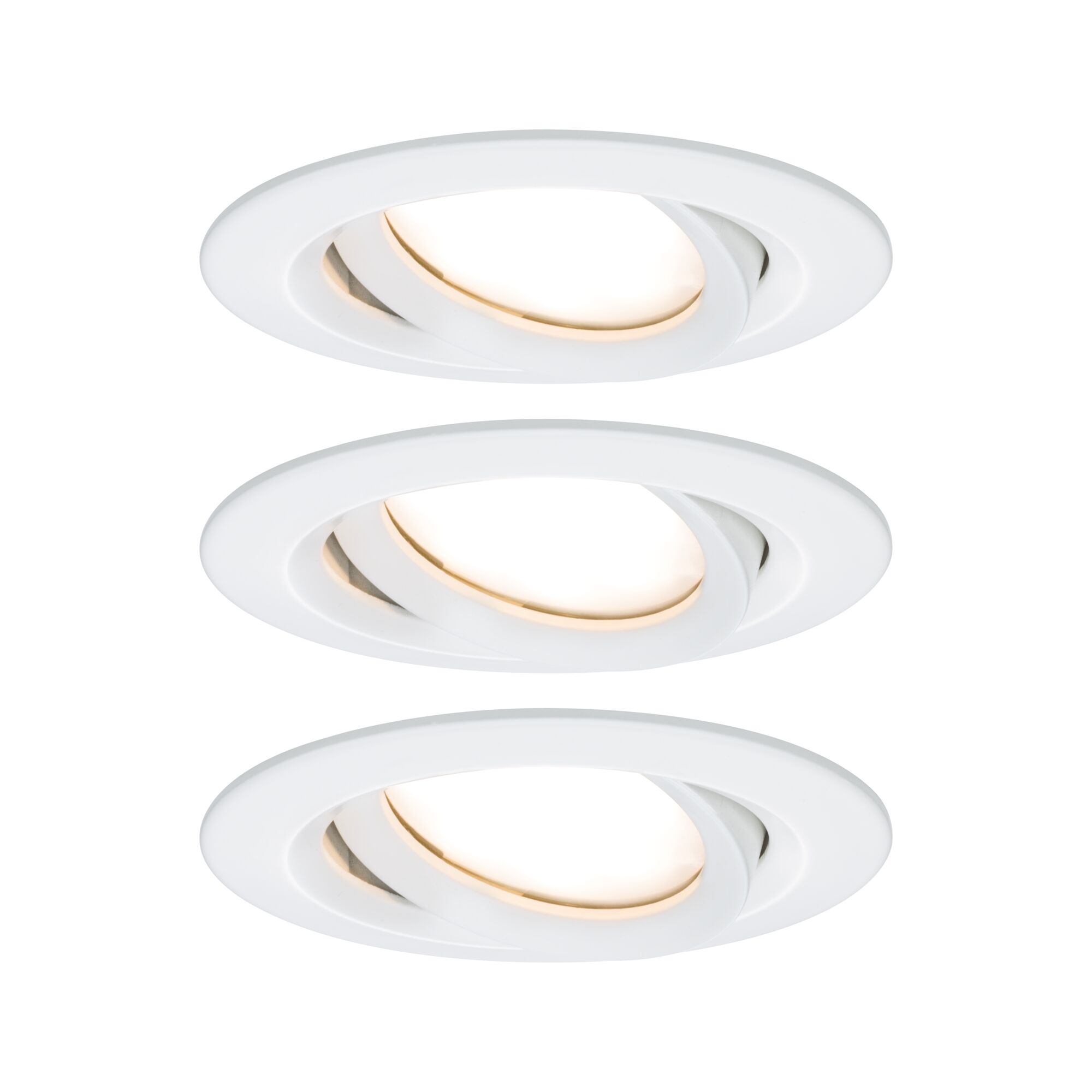 Spot encastré LED Nova Plus Coin Kit de base orientable IP65 rond 93mm 30° Coin 3x6W 3x470lm 230V gradable 2700K Blanc dépoli Trois spots encastrés LED blancs en plastique avec tête orientable pour un éclairage flexible