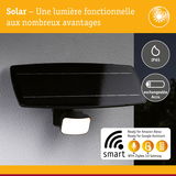 Lumière solaire noire extérieure IP65 avec batterie échangeable, commande intelligente via passerelle Zigbee 3.0