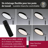 Lampe de bureau LED noire avec éclairage blanc réglable 2800-6500 K et télécommande pour poste de travail flexible