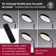 Lampe de bureau LED noire flexible avec lumière blanche réglable et télécommande pour éclairage de travail
